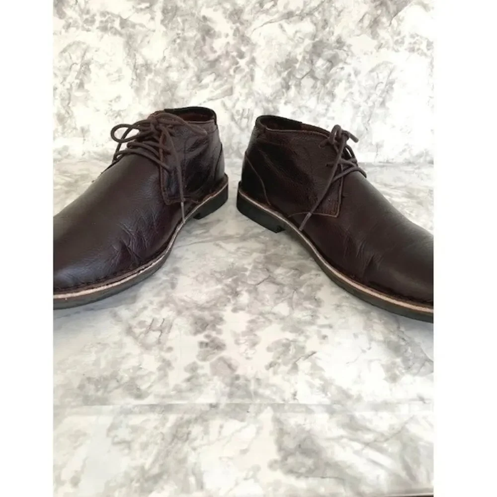 Kenneth Cole Reaction Brown Leather Chukka Boots Men's Size 12 Modern Classic